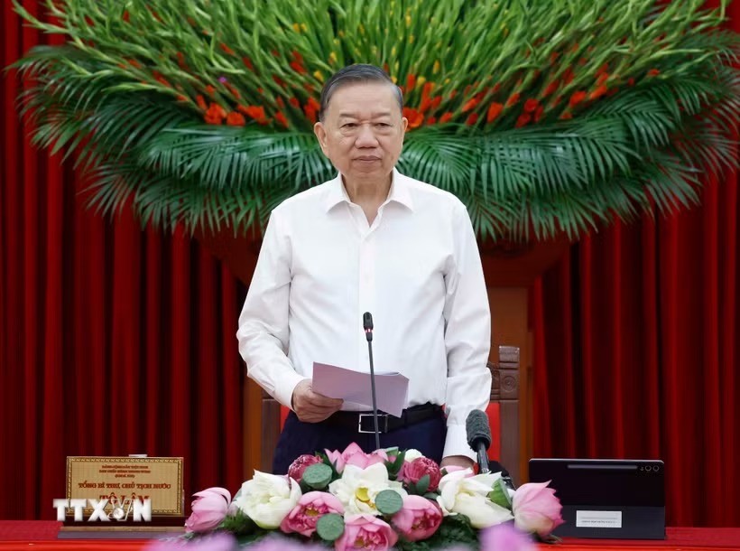 Tổng Bí thư, Chủ tịch nước Tô Lâm, Trưởng Ban Chỉ đạo Trung ương về tổng kết thực tiễn và nghiên cứu sửa đổi, bổ sung Điều lệ Đảng phát biểu chỉ đạo.