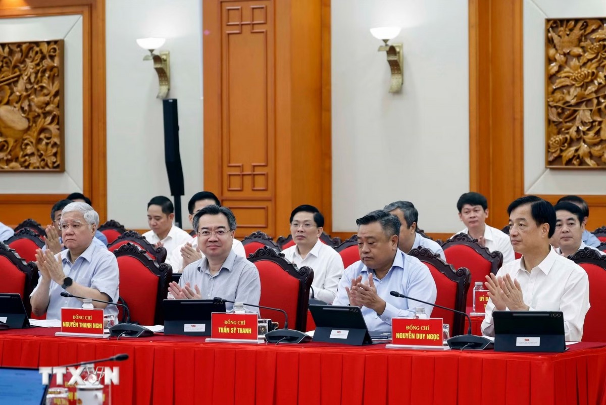 Các đại biểu tham dự Phiên họp thứ nhất Ban Chỉ đạo Trung ương về tổng kết thực tiễn và nghiên cứu sửa đổi, bổ sung Điều lệ Đảng - Ảnh: TTXVN