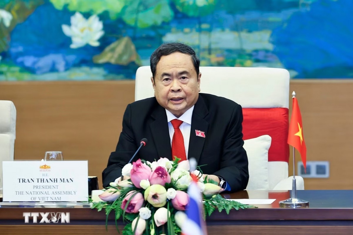 Chủ tịch Quốc hội Trần Thanh Mẫn phát biểu. 