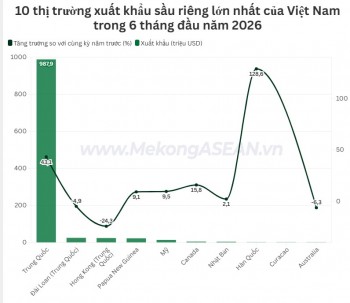 10 thị trường xuất khẩu sầu riêng lớn nhất của Việt Nam