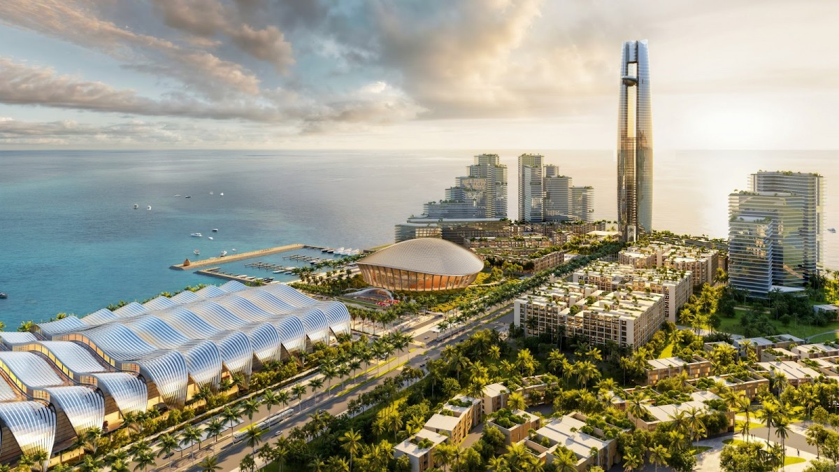 Phối cảnh tổng thể Trung tâm hội nghị APEC đang được Sun Group xây dựng.