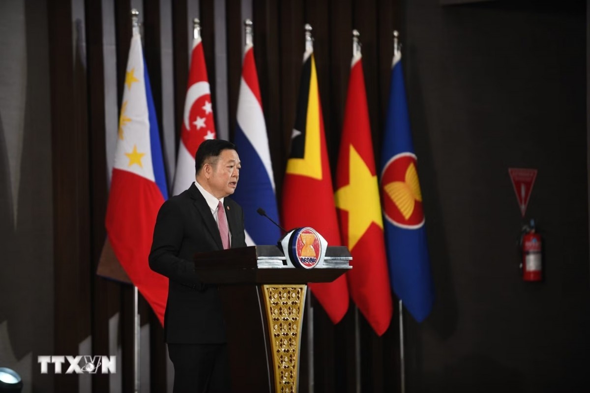 Tổng Thư ký ASEAN Kao Kim Hourn phát biểu tại buổi lễ. 