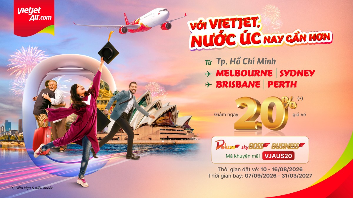 Vietjet ưu đãi 20% mừng đường bay đến sân bay quốc tế Western Sydney