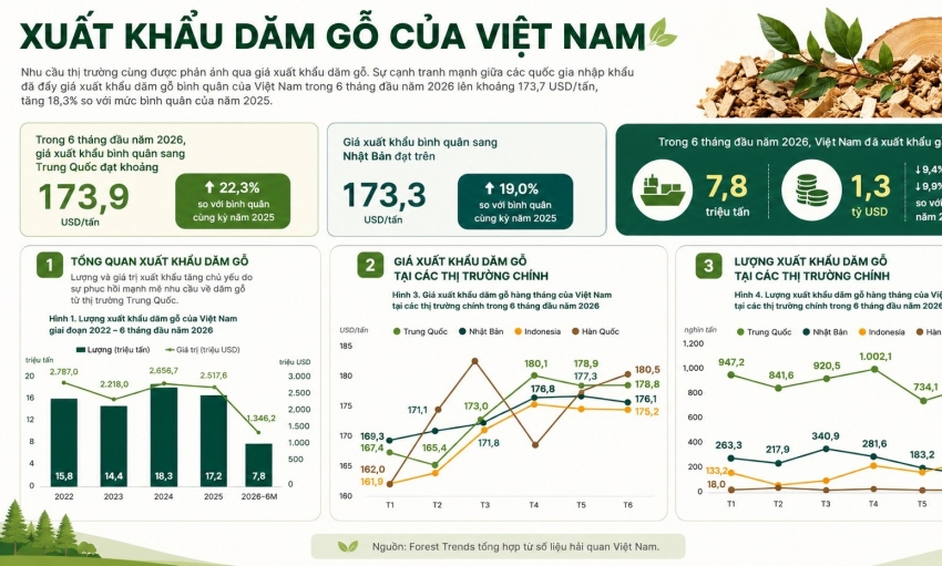 Xuất khẩu gỗ chậm lại, dăm gỗ và viên nén trở thành động lực tăng trưởng