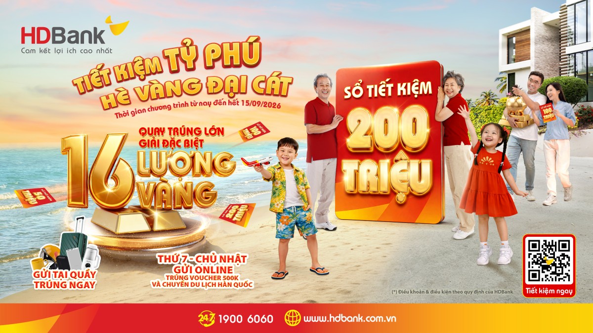 HDBank công bố 64 sổ tiết kiệm trúng thưởng, hé lộ cơ hội 16 lượng vàng