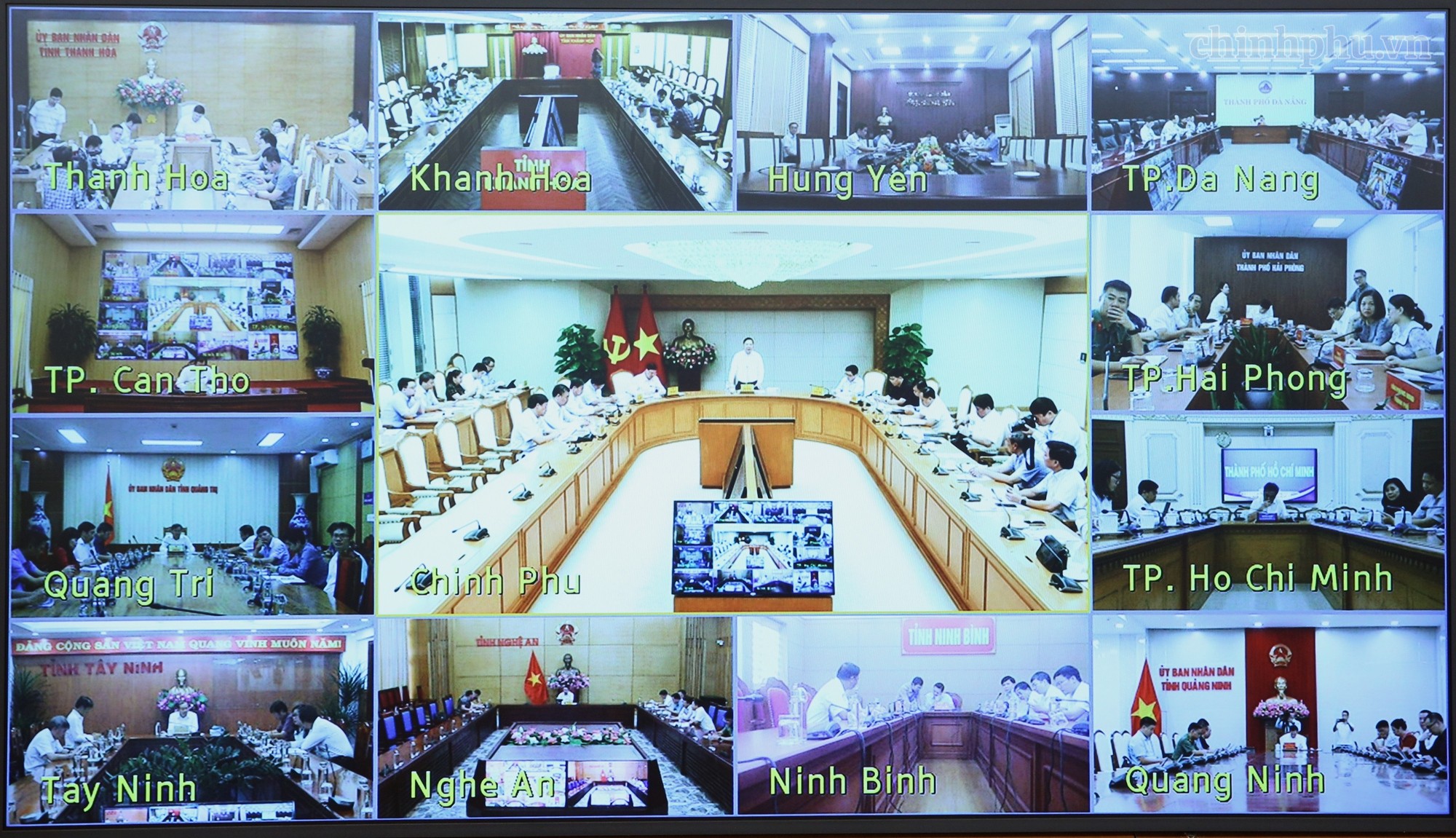 Các địa phương tham gia cuộc họp trực tuyến - Ảnh: VGP.
