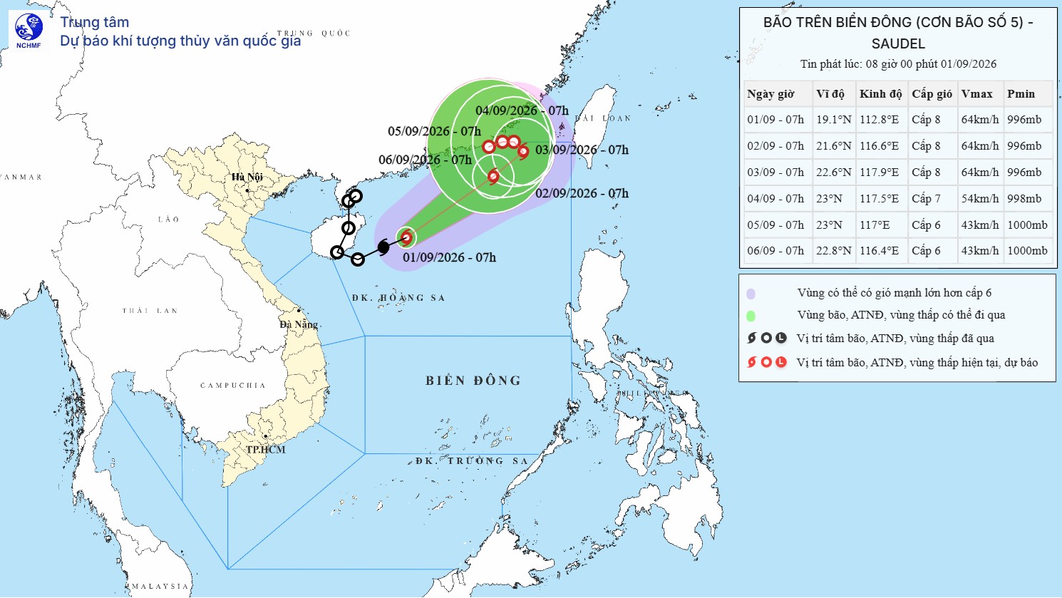 Áp thấp nhiệt đới trên Biển Đông mạnh lên thành bão số 5
