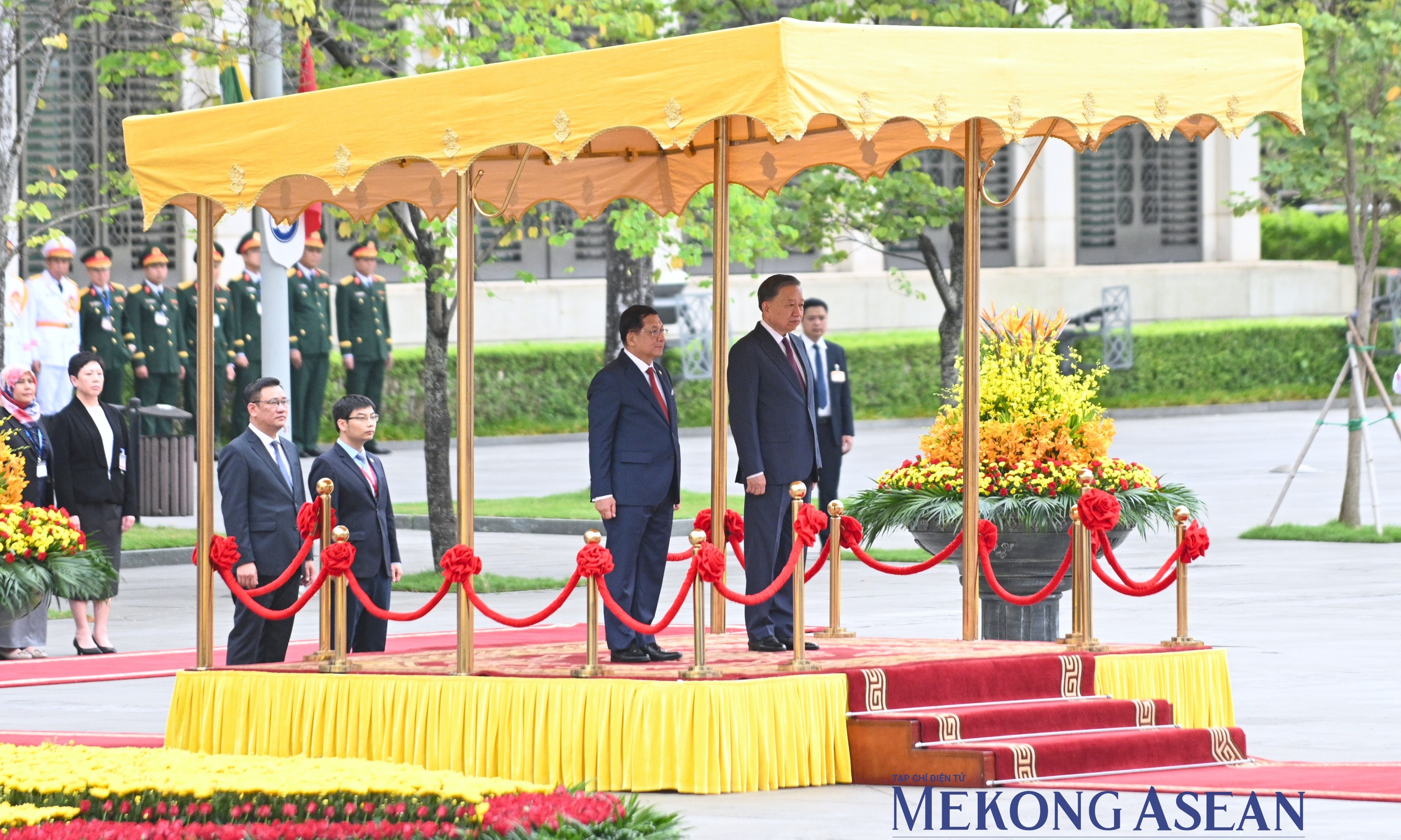 Lễ đón Tổng thống Myanmar thăm chính thức Việt Nam