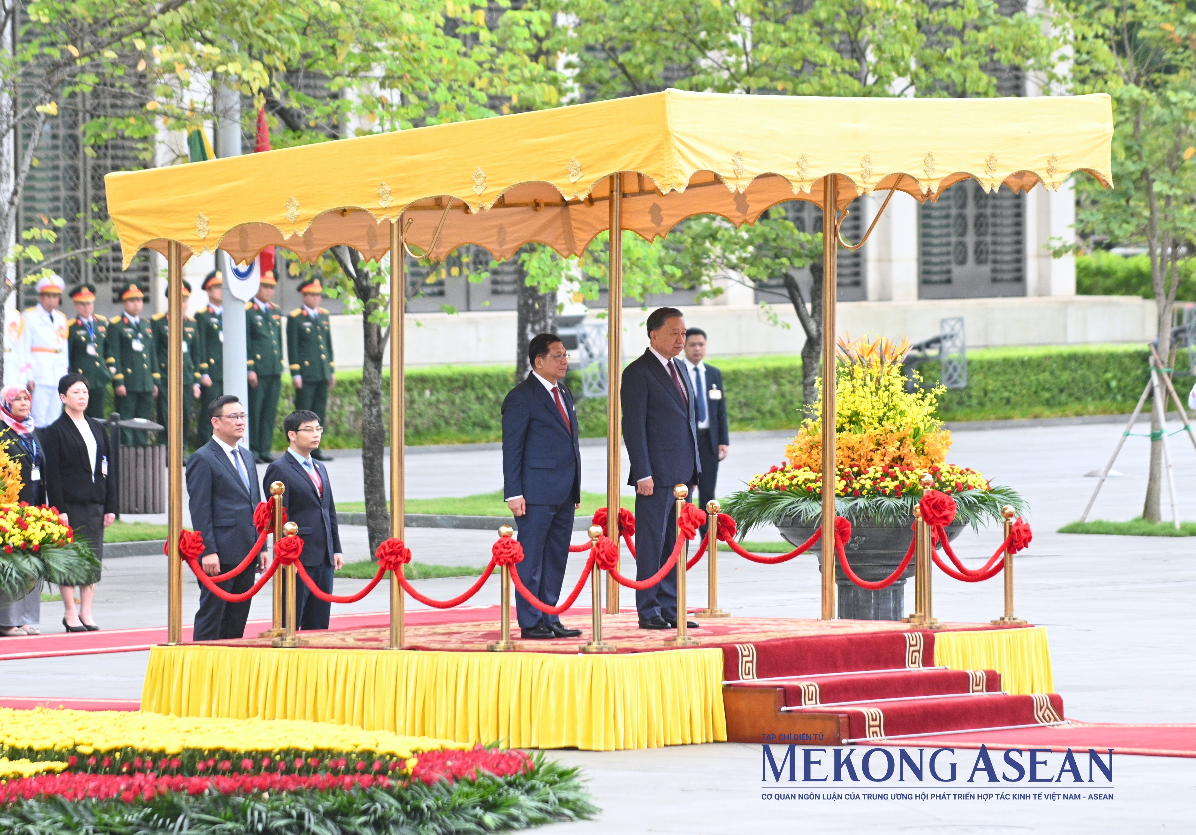 Lễ đón Tổng thống Myanmar thăm chính thức Việt Nam