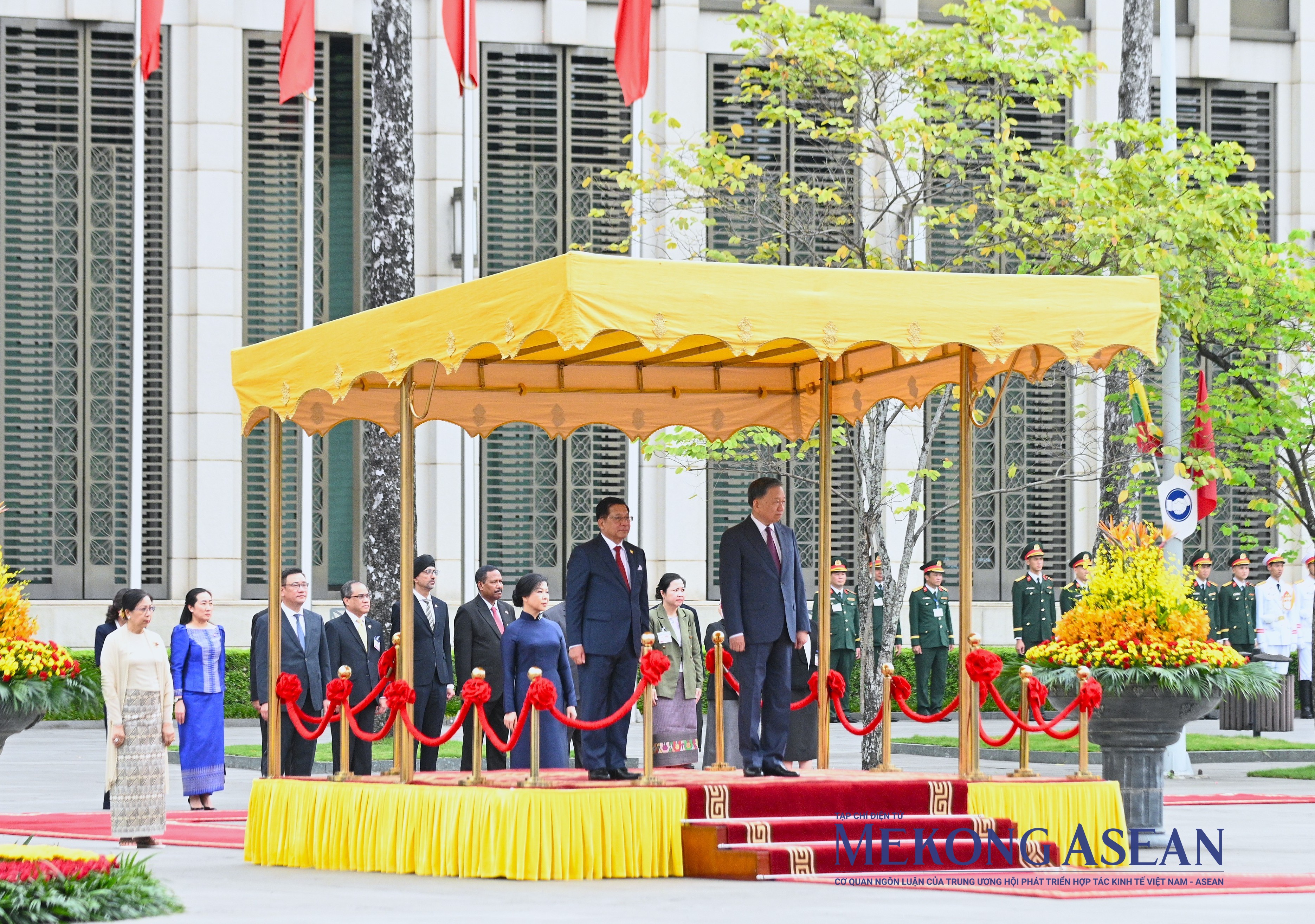 Lễ đón trọng thể Tổng thống Myanmar thăm chính thức Việt Nam