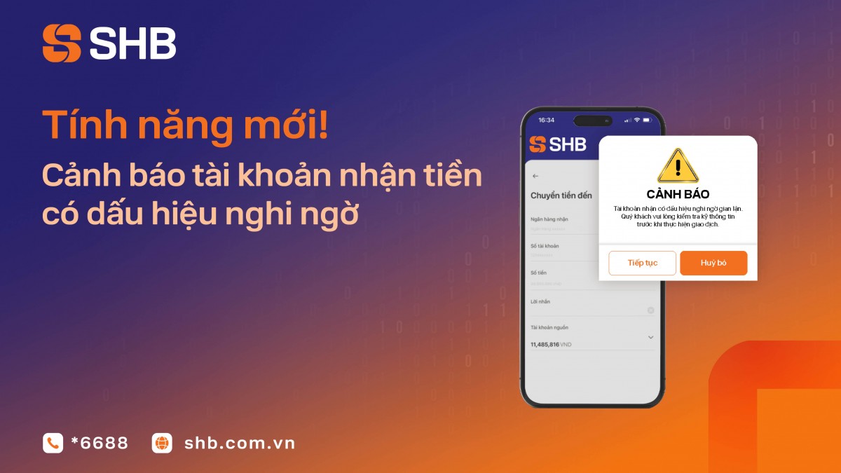 SHB tăng cường lớp bảo vệ trong giao dịch chuyển tiền trực tuyến