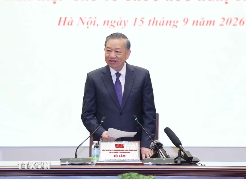 Tổng Bí thư, Chủ tịch nước Tô Lâm phát biểu tại cuộc gặp. Ảnh: TTXVN.