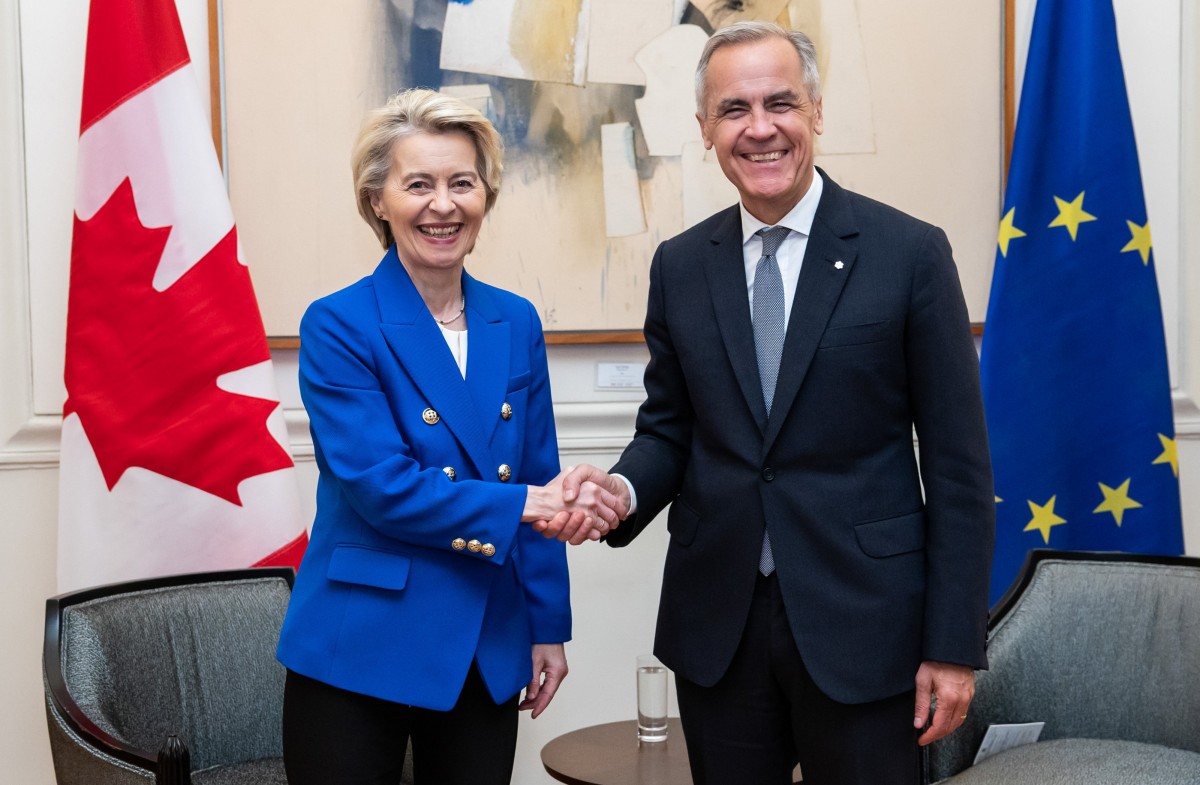 Chủ tịch Ủy ban châu Âu Ursula von der Leyen (trái) và Thủ tướng Canada Mark Carney. Ảnh: X/@vonderleyen (tài khoản X của bà Ursula von der Leyen)