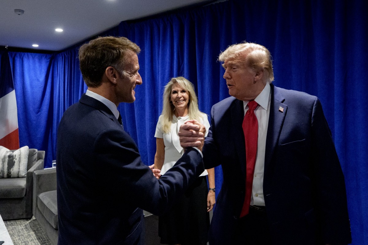Tổng thống Pháp Emmanuel Macron và người đồng cấp Mỹ Donald Trump tại New York ngày 21/9 giờ địa phương. Ảnh: X/@EmmanuelMacron (tài khoản X của ông Macron)