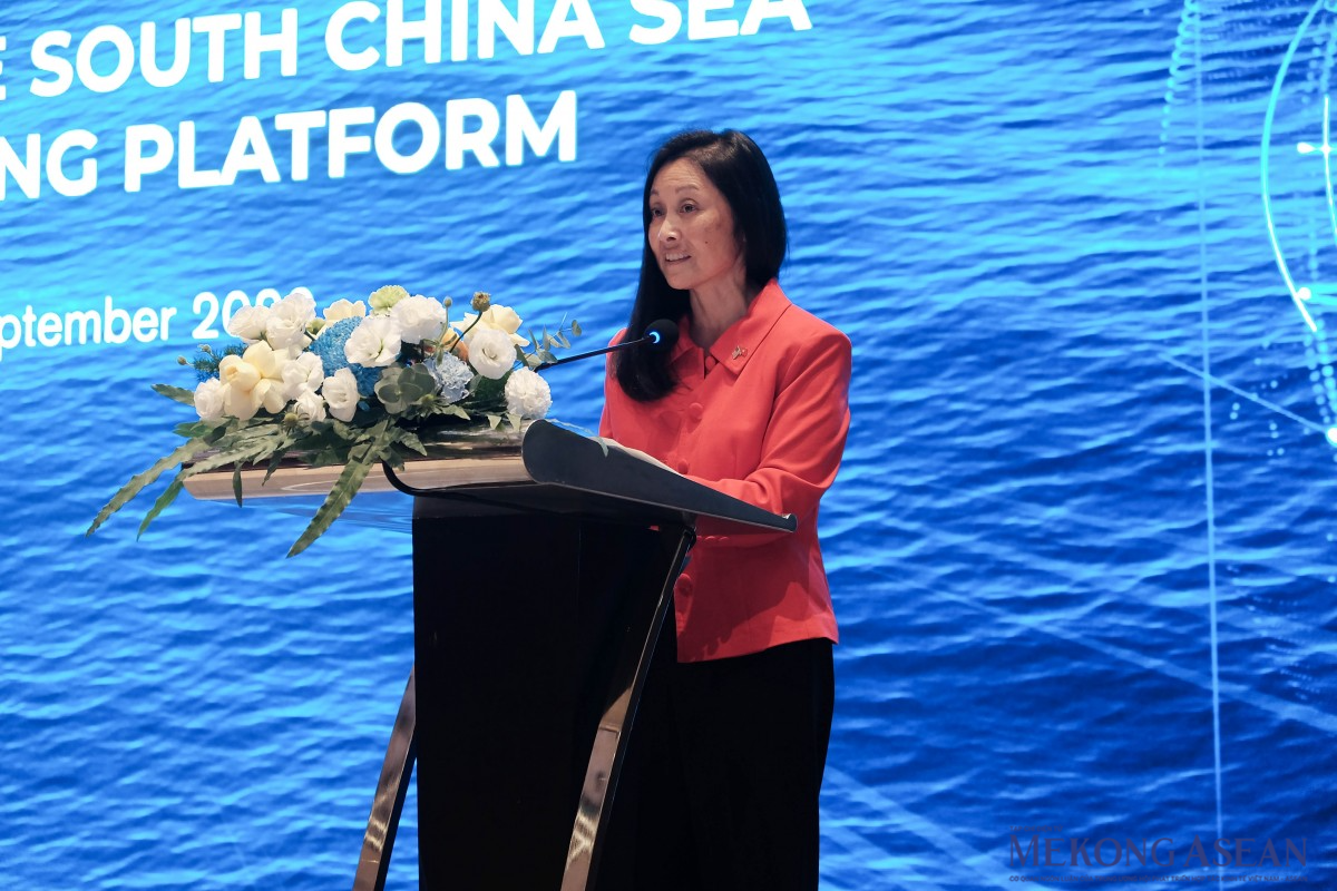 Đại sứ Mỹ tại Việt Nam Jennifer Wicks phát biểu tại lễ khởi động dự án ngày 23/9. Ảnh: Tùng Dương/Mekong ASEAN