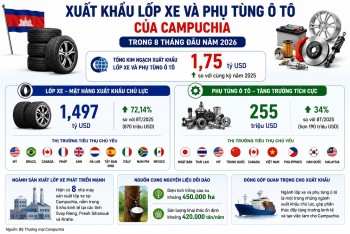 Xuất khẩu lốp xe và phụ tùng ô tô của Campuchia đạt 1,75 tỷ USD trong 8 tháng