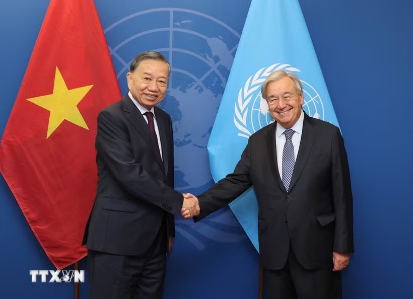 Tổng Bí thư, Chủ tịch nước Tô Lâm gặp Tổng Thư ký Liên Hợp Quốc António Guterres - Ảnh: TTXVN
