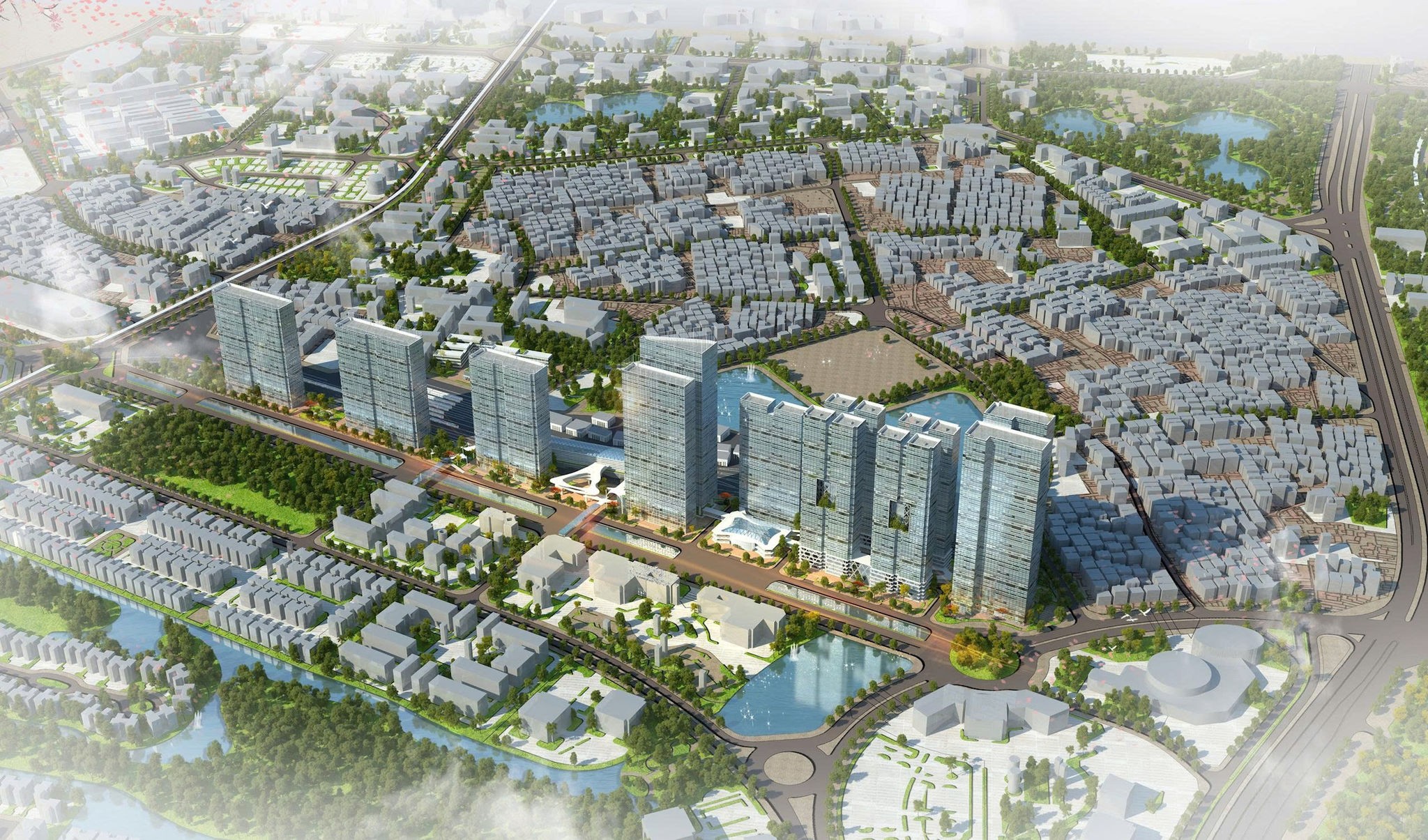Phối cảnh mô hình TOD tại depot Xuân Đỉnh thuộc Dự án metro Nam Thăng Long - Trần Hưng Đạo. Ảnh: UBND TP Hà Nội.