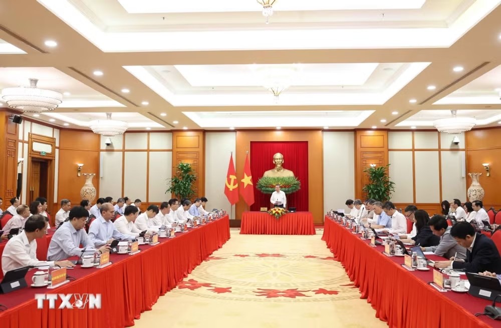 Tổng Bí thư, Chủ tịch nước Tô Lâm làm việc với Ban Chính sách, chiến lược Trung ương - Ảnh: TTXVN