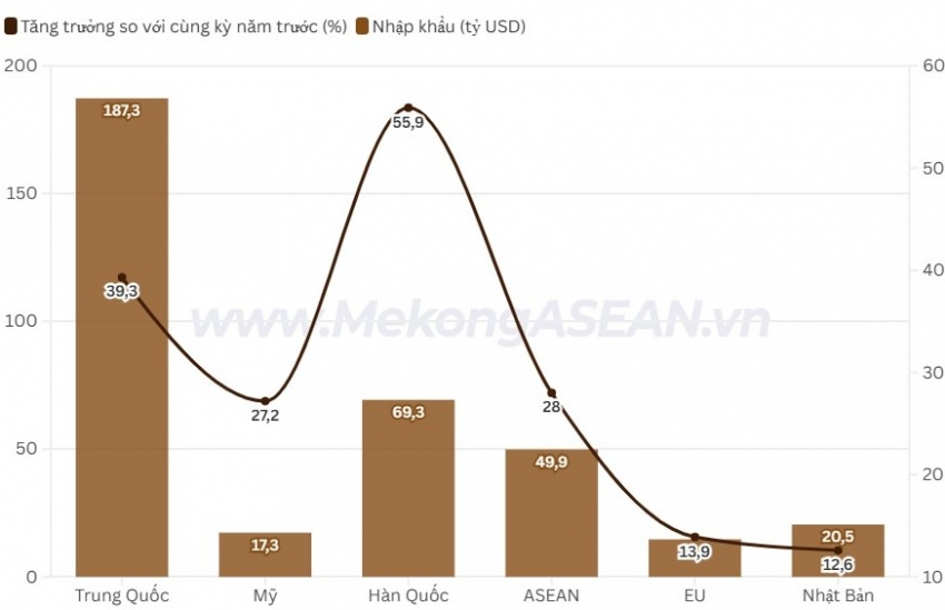 Việt Nam chi gần 50 tỷ USD để nhập khẩu hàng hóa từ ASEAN