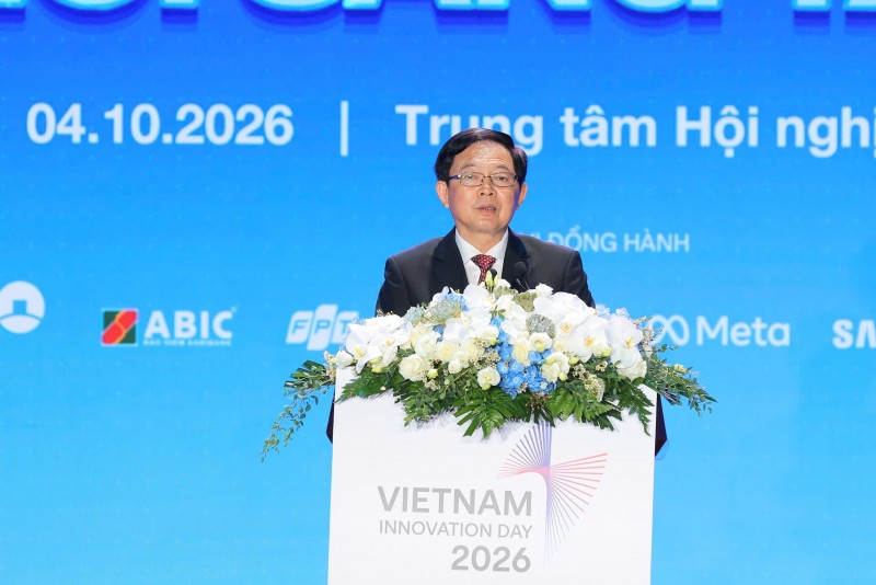 Phó Thủ tướng Hồ Quốc Dũng phát biểu tại lễ hưởng ứng Ngày hội Đổi mới sáng tạo quốc gia năm 2026 diễn ra ngày 4/10.