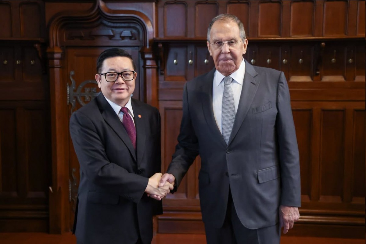 Tổng Thư ký ASEAN Kao Kim Hourn và Ngoại trưởng Nga Sergey Lavrov. Ảnh: Bộ Ngoại giao Nga