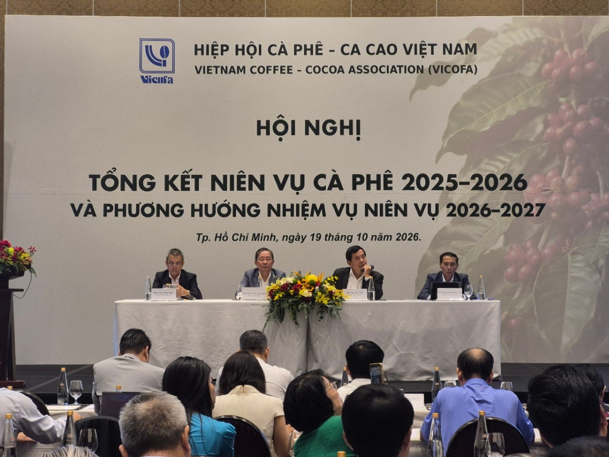 Hội nghị Tổng kết Niên vụ Cà phê 2025-2026 của Hiệp hội Cà phê - Ca cao Việt Nam. Ảnh: Hoàng Mi.