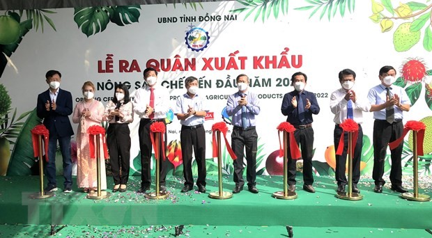 Lễ ra qu&acirc;n l&ocirc; h&agrave;ng n&ocirc;ng sản xuất khẩu đầu ti&ecirc;n tại Đồng Nai. Ảnh: TTXVN