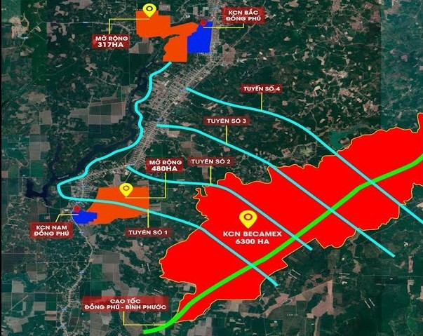 Bản đồ quy hoạch KCN v&agrave; d&acirc;n cư Becamex Đồng Ph&uacute;.