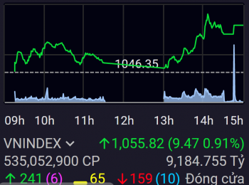 VN-Index vượt ngưỡng cản 1.050 điểm, dòng tiền ưu tiên cổ phiếu đầu ngành