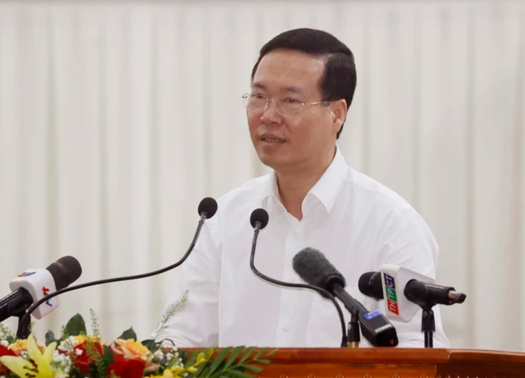 Chủ tịch nước V&otilde; Văn Thưởng ph&aacute;t biểu tại buổi lễ. Nguồn: TTXVN.