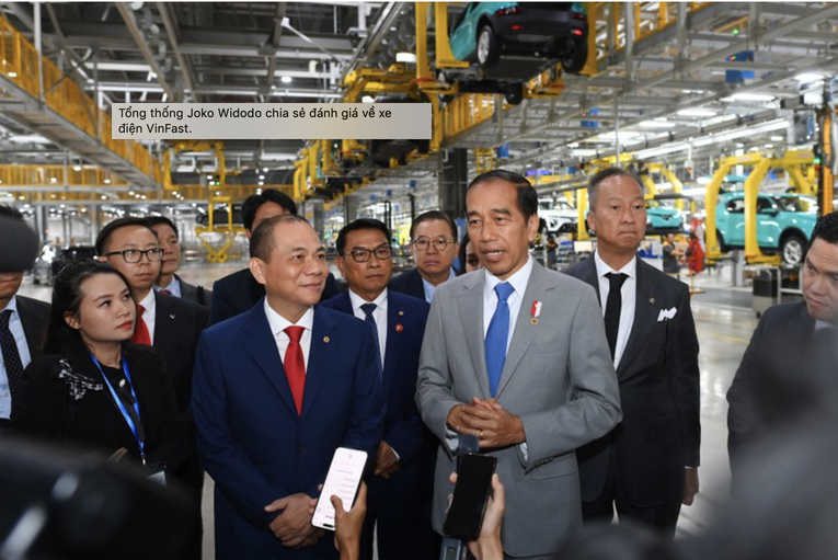 Tổng thống Joko Widodo chia sẻ đ&aacute;nh gi&aacute; về xe điện VinFast.