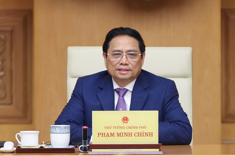 Thủ tướng Phạm Minh CH&iacute;nh ph&aacute;t biểu tại buổi l&agrave;m việc. Ảnh: VGP