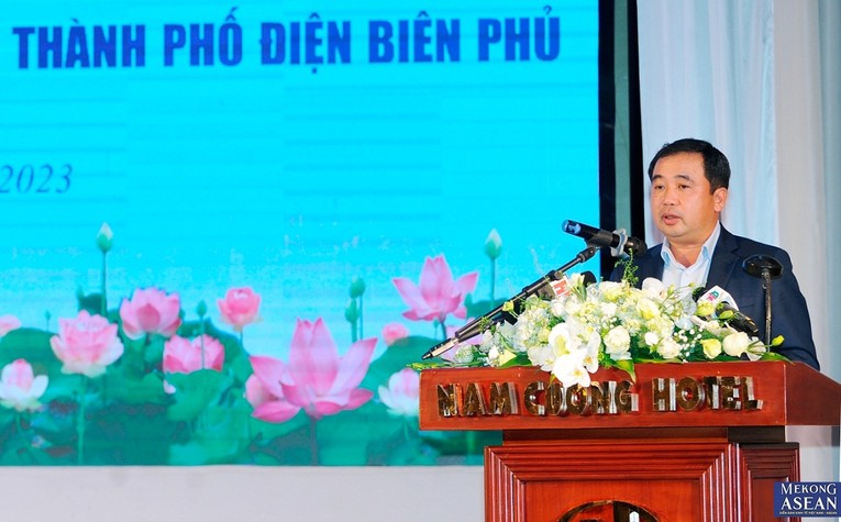 Ủy vi&ecirc;n Trung ương Đảng, B&iacute; thư Tỉnh ủy Hải Dương Trần Đức Thắng ph&aacute;t biểu tại hội nghị.