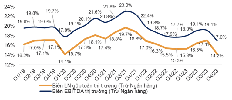 Bi&ecirc;n lợi nhuận gộp v&agrave; bi&ecirc;n EBITA thị trường.