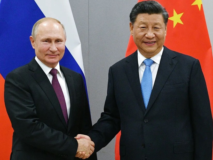 Tổng thống Nga Vladimir Putin v&agrave; Chủ tịch Trung Quốc Tập Cận B&igrave;nh tại Bắc Kinh th&aacute;ng 2/2022. Ảnh: AP