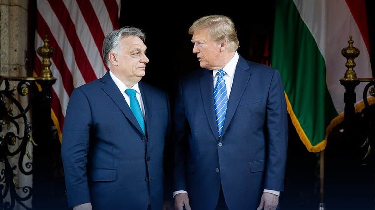 &Ocirc;ng Trump v&agrave; Thủ tướng Orban gặp nhau h&ocirc;m 8/3. Ảnh: X/@PM_ViktorOrban