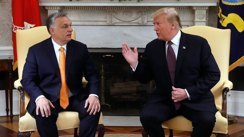 Thủ tướng Hungary Viktor Orban v&agrave; Cựu Tổng thống Mỹ Donald Trump tại cuộc gặp ở Ph&ograve;ng Bầu dục, ng&agrave;y 13/5/2019. Ảnh: Bloomberg