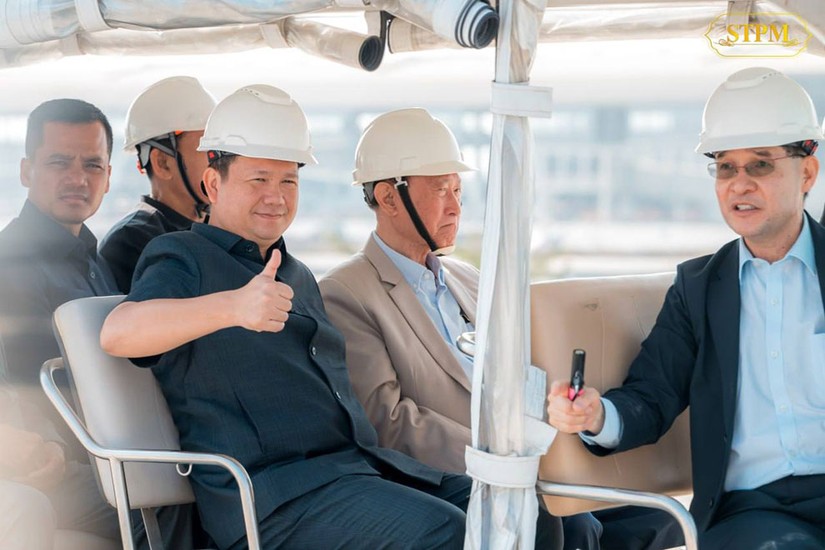 Thủ tướng Campuchia Hun Manet thăm tiến độ x&acirc;y dựng S&acirc;n bay Quốc tế Techo. Ảnh: Phnom Penh Post