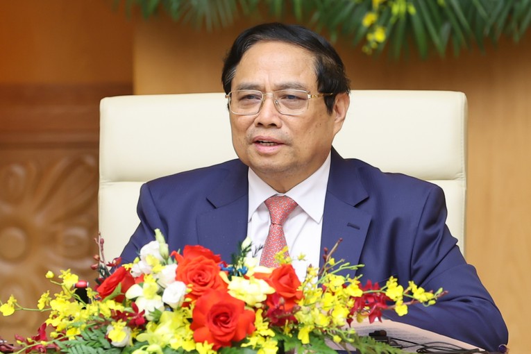 Thủ tướng Ch&iacute;nh phủ Phạm Minh Ch&iacute;nh ph&aacute;t biểu tại cuộc gặp mặt. Ảnh: VGP.