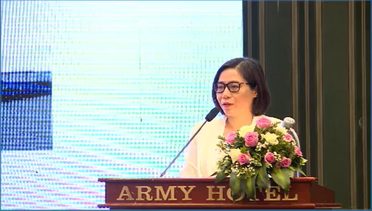 B&agrave; Phạm Thị Lan Hương, Tổng Gi&aacute;m đốc, C&ocirc;ng ty CP Vinafco ph&aacute;t biểu tại Hội thảo.