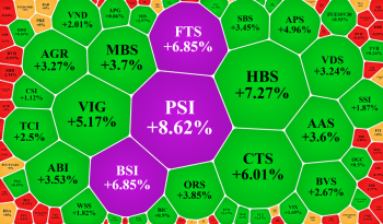 VN-Index lình xình mốc 1.055 điểm, BSI bứt phá tăng trần