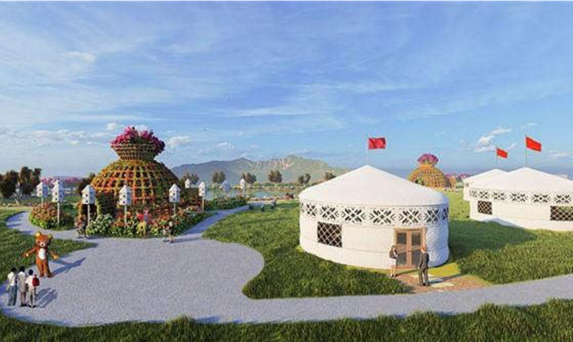 Một g&oacute;c của dự &aacute;n điểm du lịch b&ecirc;n cạnh &ldquo;thảo nguy&ecirc;n&rdquo; pin mặt trời của nh&agrave; m&aacute;y điện năng lượng mặt trời Sao Mai. Ảnh: ASM