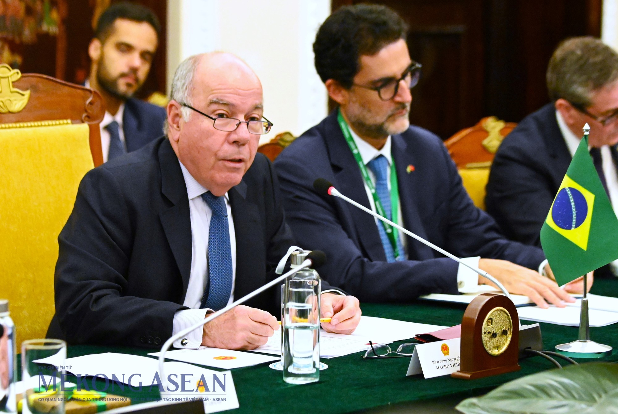 Bộ trưởng Ngoại giao Brasil Mauro Vieira ph&aacute;t biểu. Ảnh: Đỗ Thảo - Mekong ASEAN