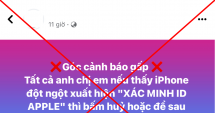 Cảnh báo &apos;Xác minh ID Apple&apos; để chiếm tài khoản là tin giả