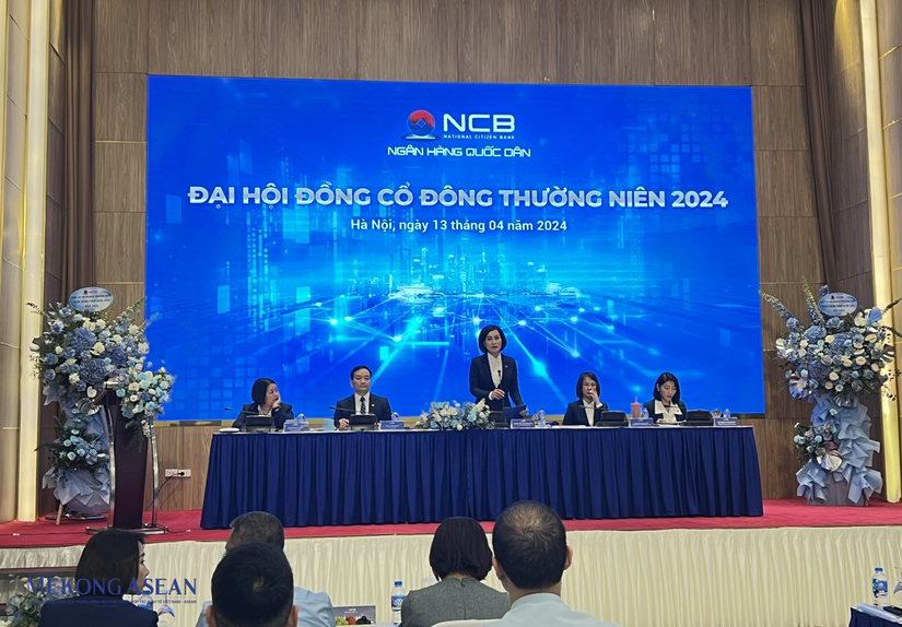 Chủ tịch NCB B&ugrave;i Thị Thanh Hương ph&aacute;t biểu tại đại hội. Ảnh: Minh Phong - Mekong ASEAN