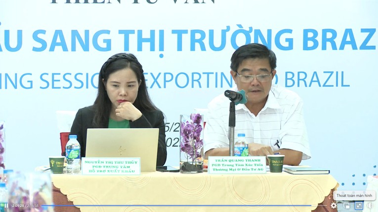 Ph&oacute; Gi&aacute;m đốc Trung t&acirc;m x&uacute;c tiến thương mại v&agrave; đầu tư An Giang ph&aacute;t biểu tại Phi&ecirc;n tư vấn.