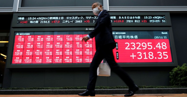 Chứng kho&aacute;n ch&acirc;u &Aacute; đỏ lửa, chung diễn biến với chứng kho&aacute;n Mỹ. Nguồn: Reuters.