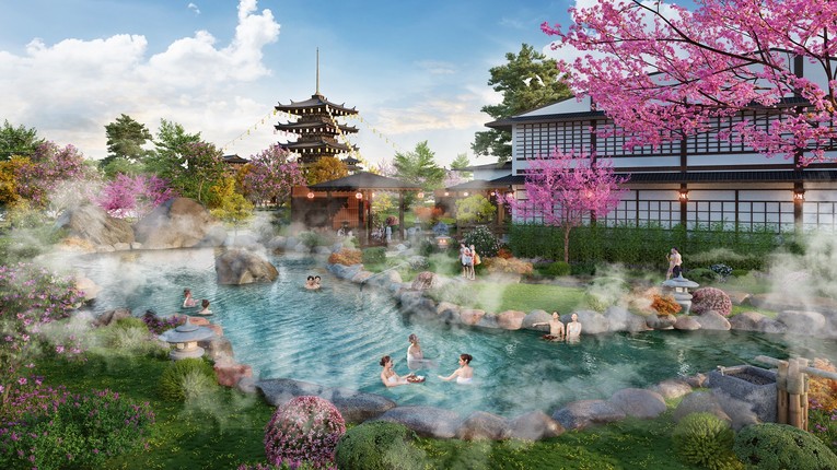 Sun Beauty Onsen mang đến trải nghiệm tắm kho&aacute;ng chuẩn Nhật Bản (Ảnh phối cảnh minh hoạ).