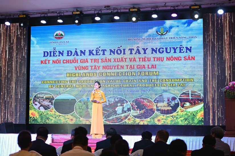 Diễn đ&agrave;n &ldquo;Kết nối chuỗi gi&aacute; trị sản xuất v&agrave; ti&ecirc;u thụ n&ocirc;ng sản v&ugrave;ng T&acirc;y Nguy&ecirc;n tại Gia Lai&rdquo; s&aacute;ng 21/5. Ảnh: Qu&aacute;ch Sơn